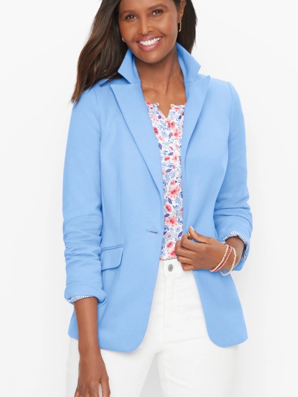 TALBOTS Classic Cotton Piqué Blazer - Tranquil Blue Misses 18